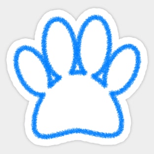 Blue Chalk Line Dog Paw Print Sticker